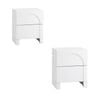 Oikiture Set of 2 Bedside Table 2 Drawers White