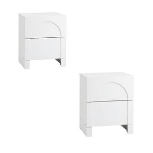 Oikiture Set of 2 Bedside Table 2 Drawers White