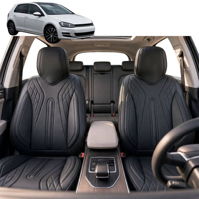 Australian Goose Front Seat Covers for VolksWagen Golf 2013 - 2021 (Hatch/Wagon (MK7)) - PU Leather, Black (2pc)