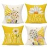 Catzon 4 Pcs Linen Throw Pillow Covers Watercolor Flower for Bed Sofa Decor 40X40cm