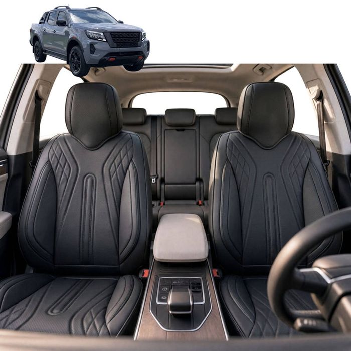 Australian Goose Front Seat Covers for Nissan Navara Dual Cab 2022 - Current (Pro-4X) - PU Leather, Black (2pc)