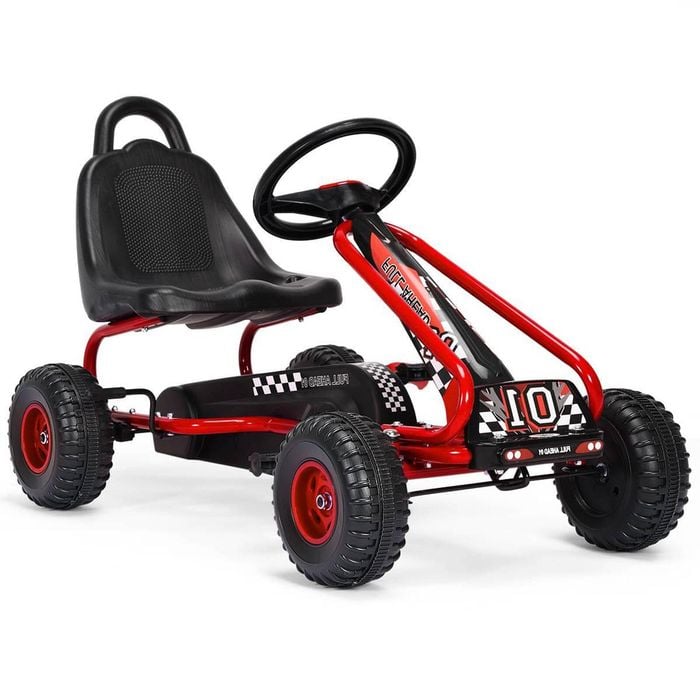 Costway Kids Pedal Go Kart Outdoor Ride On Car Toy Racer Red
