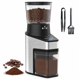 YOPOWER Silver Electric Burr Coffee Bean Grinder