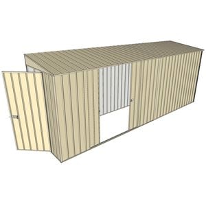 Build-A-Shed 1.2 x 5.2 x 2.0m Tunnel Shed Tunnel Hinged Door with Double Sliding Side Doors - Cream