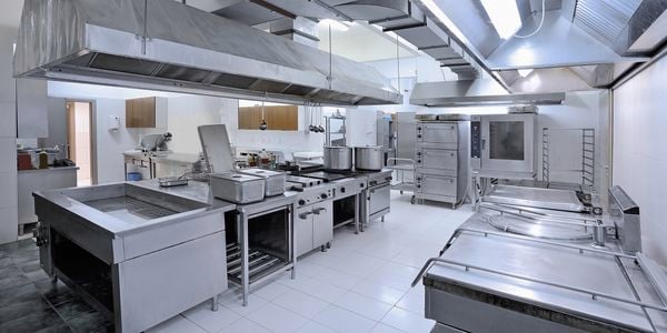 Commercial kitchen in use 