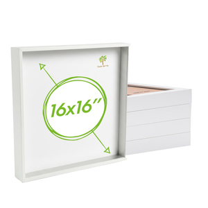Nicola Spring Acrylic 3d Deep Box Photo Frames - 16" X 16" - White - Pack Of 5