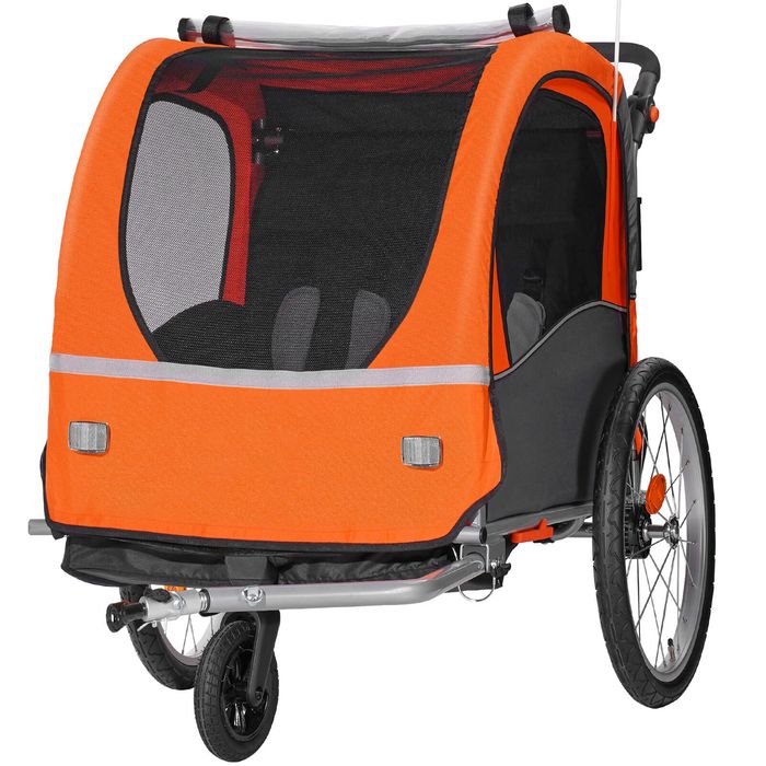 VEVOR Bike Trailer Orange and Gray with Universal Bicycle Coupler for Kids