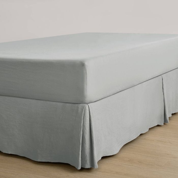 Dreamaker Superfine Washed Microfibre Pleated Valance Dove Grey Queen Bed