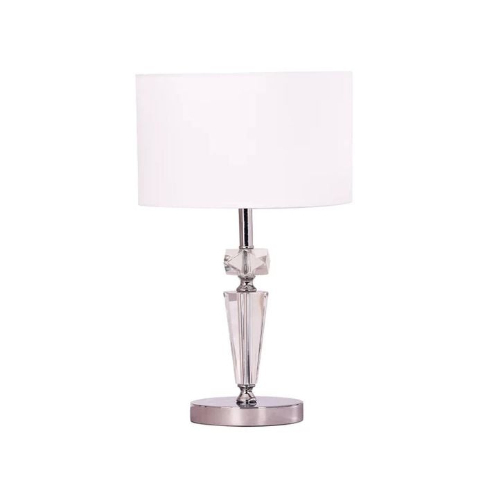 Cla Lighting Cristallo Interior Drum Shade Table Lamp With Chrome Rod And Crystal Highlight