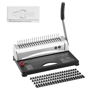 Vevor Binding Machine Black Silver Comb Binding Machine 21-holes Binding 450 Sheets
