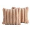 Catzon 2 Pcs Faux Fur Throw Pillow Covers with Velvet Back for Couch Bed 50X50cm-Light Coffee
