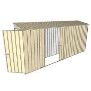 Build-a-Shed 0.8 x 4.5 x 2m Hinged Door Tunnel Shed with Double Sliding Side Doors - Cream