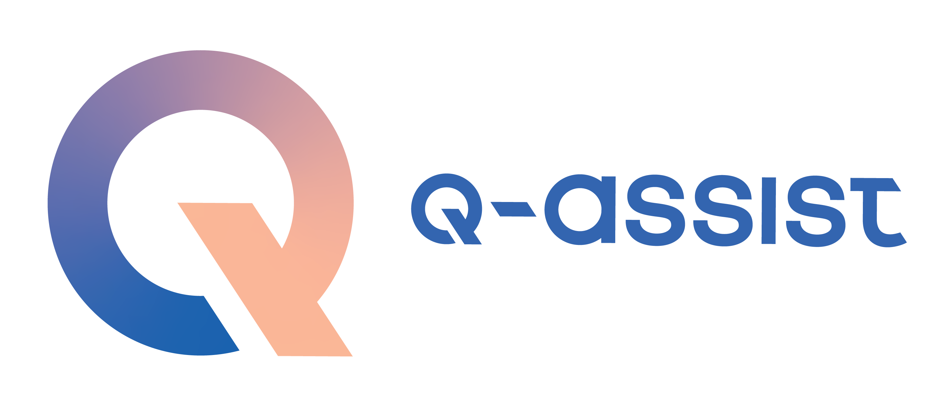 Q assist logo in blue and yellow colourway