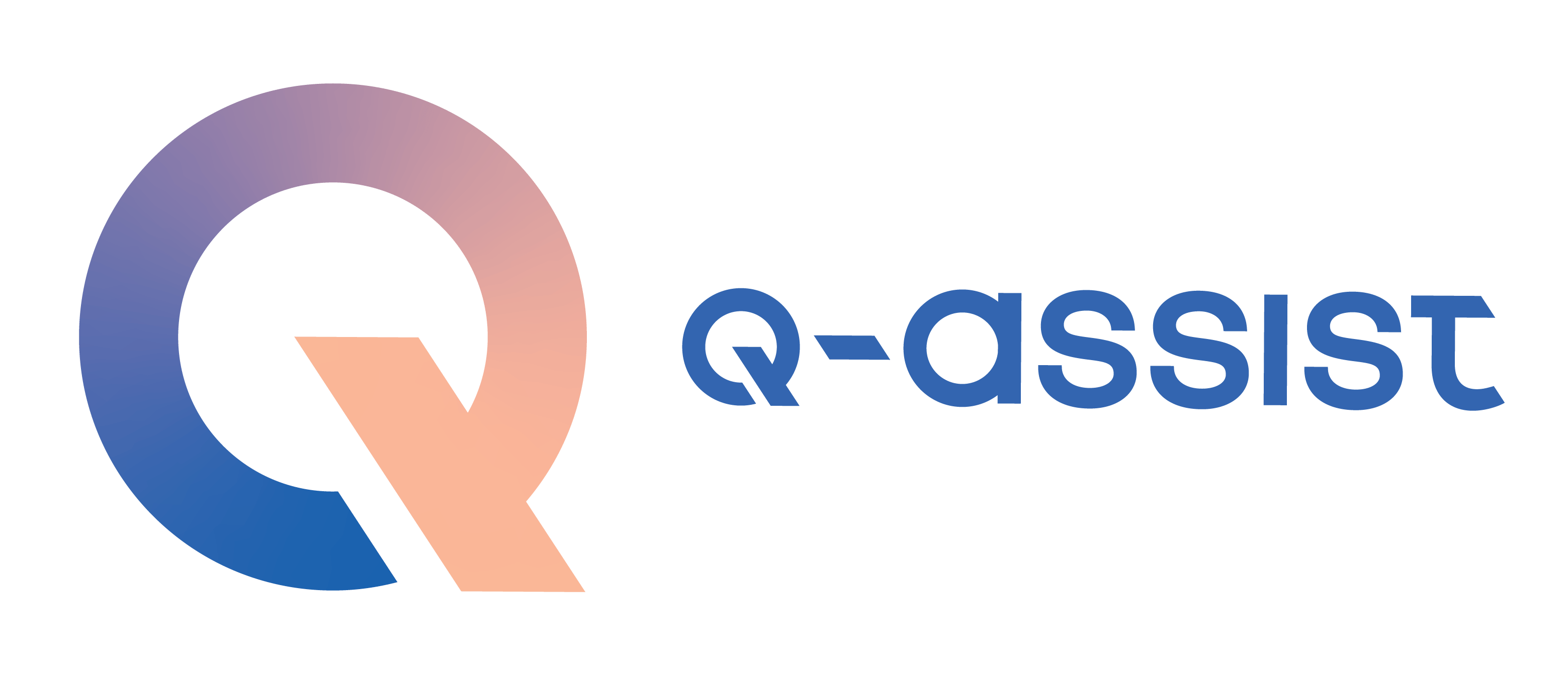 Q assist logo in blue and yellow colourway