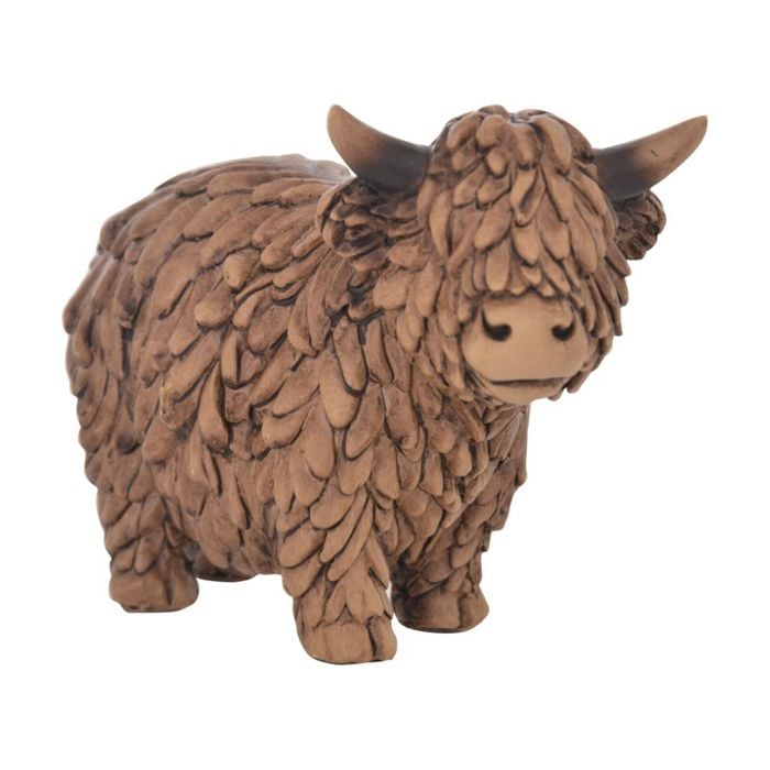 Gibson Gifts Hughie Highland Cow Small Figurine Brown Polyresin