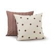 Dreamaker Pippa Polka Dot & Stripe Reversible European Pillowcase Twin Pack Natural/Chocolate