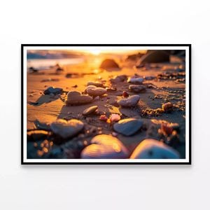 Close-Up of Rocks near A Beach  Print 100% Australian Made 90x60cm  (Poster)