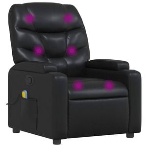 vidaXL Massage Recliner Chair Reclining Armchair Single Sofa Black Faux Leather