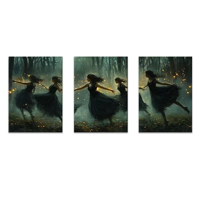 3pcs Modern Girls Dancing Forest Print 100% Australian Made 3 x 40x60cm (Metal Print)