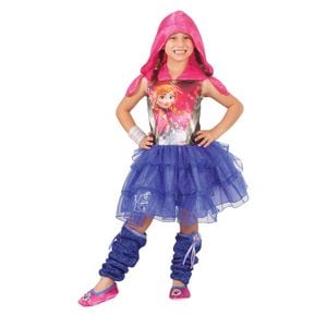 Disney Frozen Anna Hooded Kids Girls Dress Up Halloween Party Costume Size 9-11y