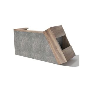 Modern Furniture QUADE Reception Desk Left Panel - Warm Oak & Concrete Color