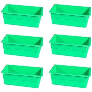 6x ShowMaster Large Rectangle Seed Cup Plastic Bird/Animal Feeder/Waterer Green
