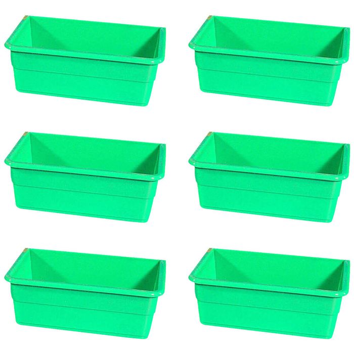 6x ShowMaster Large Rectangle Seed Cup Plastic Bird/Animal Feeder/Waterer Green