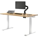 Desky Dual Sit to Stand White Oak Hardwood Desk 1800x750mm White Frame