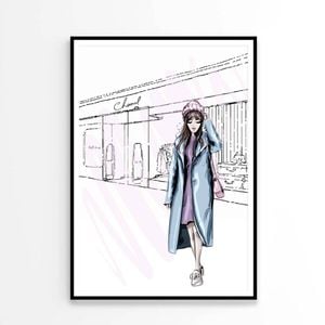 Blue Colored Girl with Fashion Store Print 100% Australian Made 90x120cm (Poster)