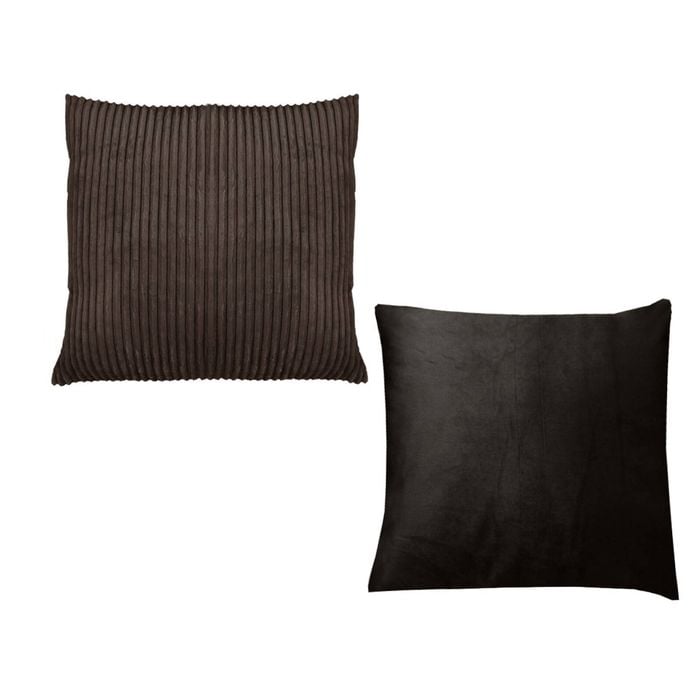 Bigittes Secret Pair of Calico Cordury Cushions Chocolate