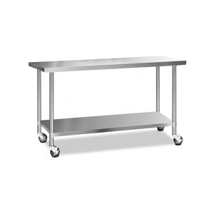 Cefito 1829x610mm Commercial Stainless Steel Kitchen Bench w/ Wheels