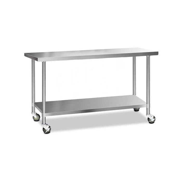 Cefito 1829x610mm Commercial Stainless Steel Kitchen Bench w/ Wheels