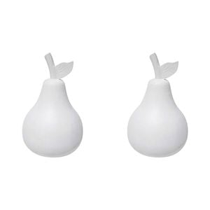 2PK LVD Wood Drift Pear Fruit Figurine Decor 11x20cm - White