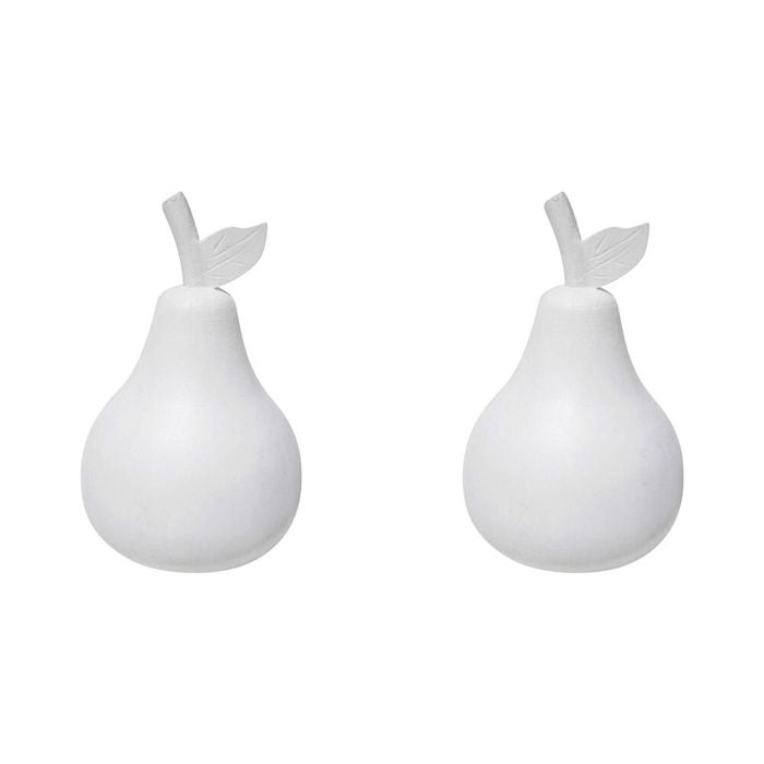 2PK LVD Wood Drift Pear Fruit Figurine Decor 11x20cm - White
