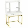 Costway Mirror Vanity Desk Stool 80cm Power Outlet Drawer Shelves Bedroom