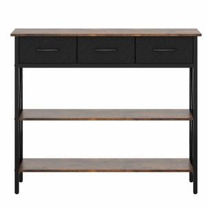 Ufurniture Console Table 3-Tier Hallway Table Sofa Table with Drawer Entryway Living Room Bedroom Furniture Walnut