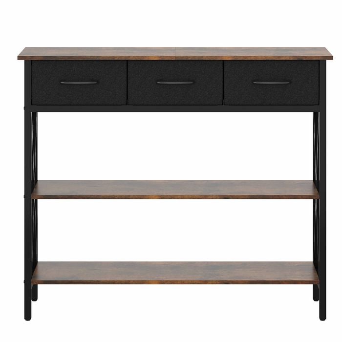 Ufurniture Console Table 3-Tier Hallway Table Sofa Table with Drawer Entryway Living Room Bedroom Furniture Walnut