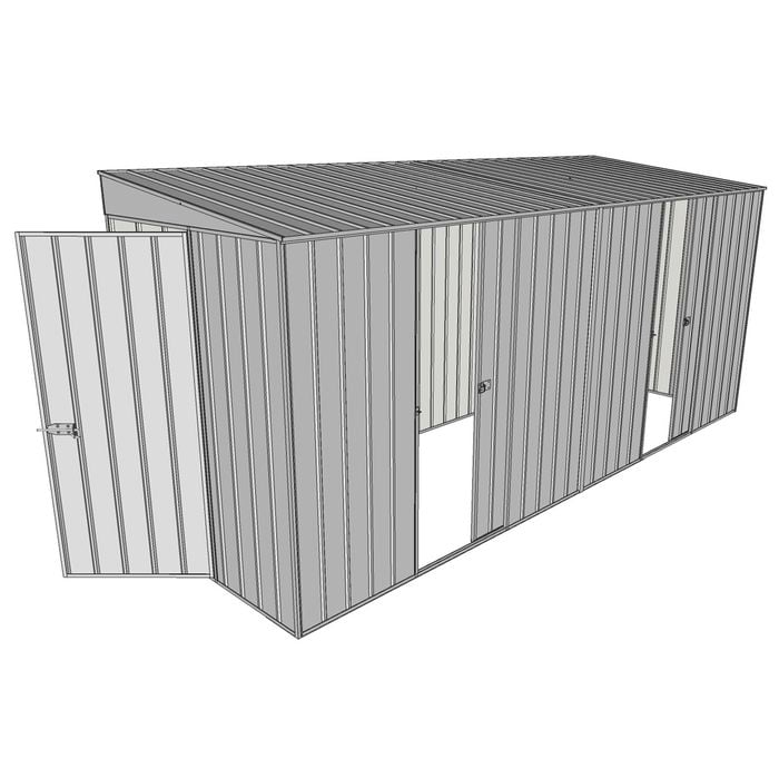 Build-a-Shed 1.5 x 4.5 x 2m Hinged Door Tunnel Shed With Hinged Side Door - Zinc