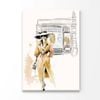 Yellow Stylish Lady with Hat Print 100% Australian Made 90x120cm (Stretched Canvas)