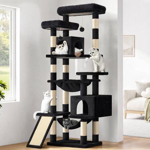 BEASTIE Cat Tree Scratcher Tower 180cm Black