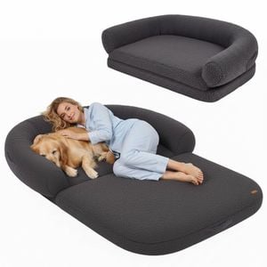 Advwin Extra Large Human Foldable Dog Bed Plush High Density Foam Removable Cover