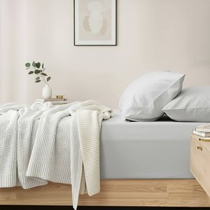 Renee Taylor 400TC Egyptian Cotton Sheet Set W/ Pillowcase Light Grey Split King
