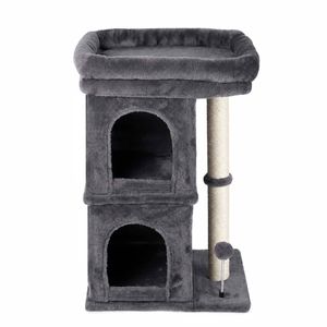 PaWz Cat Tree Cat Tower Top Perch Sisal Post E1 Particle Board Dark Grey