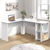 Ufurniture L Shaped Computer Desk with Storage Shelves White