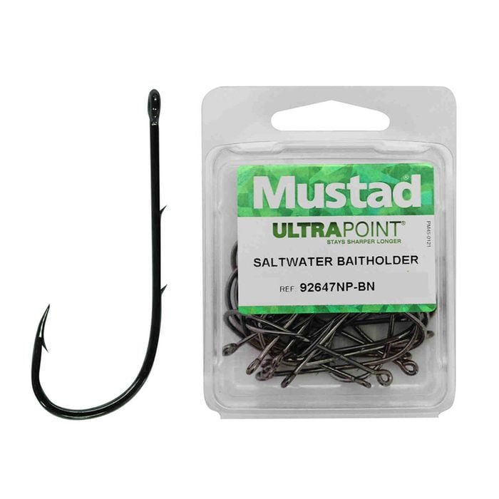 Mustad Long Baitholder Chemically Sharp Size 1/0 Qty 25