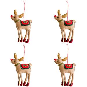 4PK Urban Standing Reindeer Hanging Christmas Decoration 20cm Light Brown