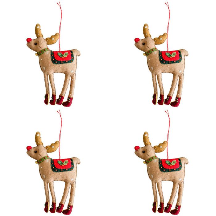 4PK Urban Standing Reindeer Hanging Christmas Decoration 20cm Light Brown