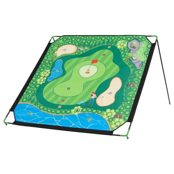 Costway Golf Chipping Game Set 181cm Mat Clubs 24 Sticky Ball Scoreboard