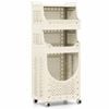 Costway 4-Tier Laundry Cart Folding Hamper w/2 Basket 6 Hook Utility Cart