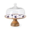 Maine & Crawford Belize 30cm Palm Tree Enamel Mango Wd Cake Stand - Blue
